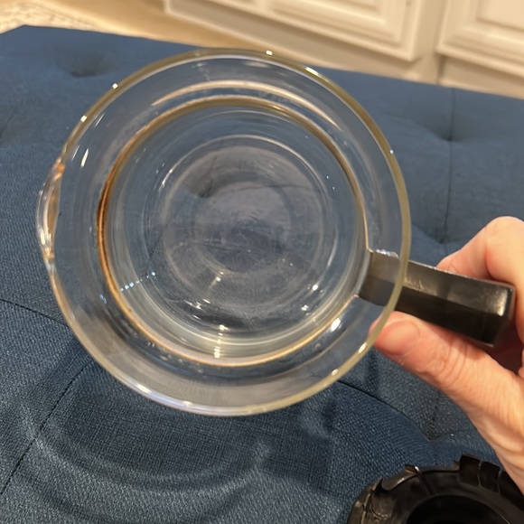 Vintage Corningware heat proof glass coffee pot, metallic rings - Picture 10 of 12